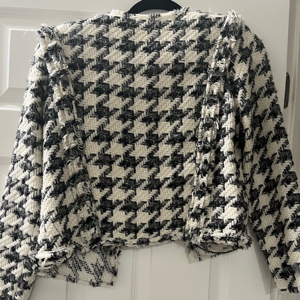 Iro Houndstooth Wool Thread Jacket With Silver De… - image 2